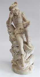 Lot 308: Alabaster Figure of Seated Man with Book