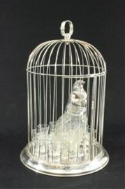 Lot 313: Silverplated Birdcage Decanter Set
