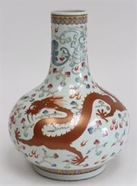 Lot 322: Chinese Porcelain Vase with Dragon & Rooster