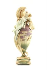 Lot 344: Teplitz Art Nouveau Figural Vase