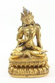 Lot 334: Bronze Gilded Buddha