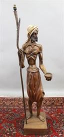 Lot 357: 19th Century Carved Wood Floor Lamp