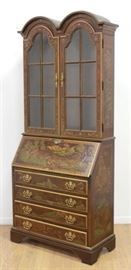 Lot 404: George III Style Chinoiserie Slant Front Bookcase
