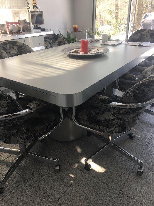 Contemporary dining table & chrome chairs 