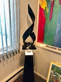 Modern lucite sculpture & lighted pedestal by Shlomi Haziza