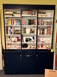 Blue wall unit, DVD's, books