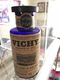 Vichy vintage colbalt blue bottle
