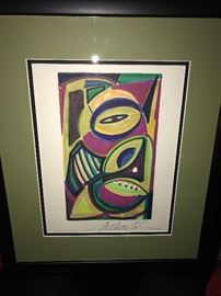 Anthony Quinn Lithograph; hand signed. 1984 Flag Series. Lithograph number- 1000. 8.5”x11”. Paper: Handmade, pure rag, arches paper from France.