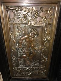 Antique Original French Bronze Doors from 1877. These stunning pieces of art were one part of a large French cabinet. The artwork/design is simply stunning!