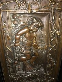 Antique Original French Bronze Doors from 1877. These stunning pieces of art were one part of a large French cabinet. The artwork/design is simply stunning!