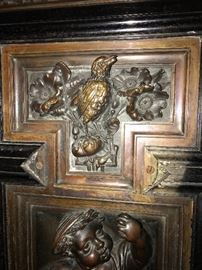 Antique Original French Bronze Doors from 1877. These stunning pieces of art were one part of a large French cabinet. The artwork/design is simply stunning!