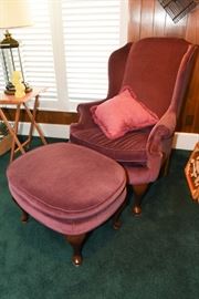 Rose Rowe Furniture Wing Back Chair With Ottoman