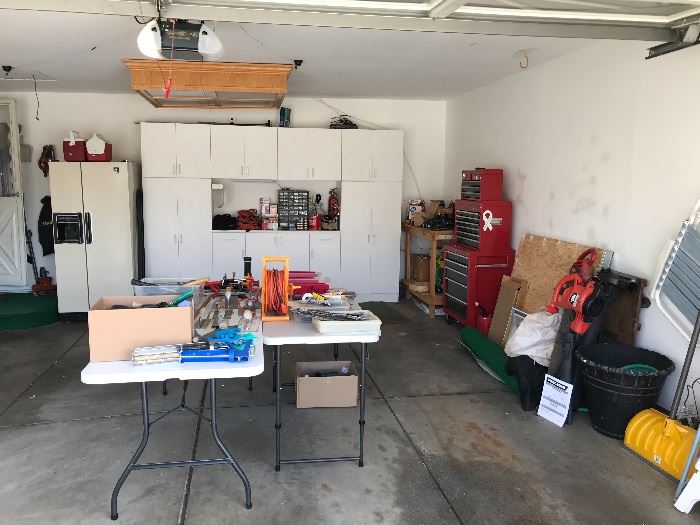 Garage Items such as Shovels, Shark Vacuum, Craftsman Tool Chests