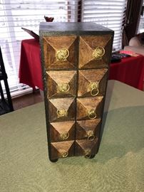 VERY UNIQUE WOODEN CHEST WITH DRAWERS