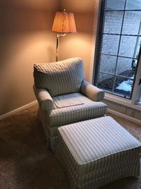 STRIPE CHAIR AND OTTOMAN