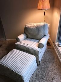 STRIPE CHAIR AND OTTOMAN