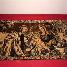 ANTIQUE RELIGIOUS TAPESTRY / WALL RUG
