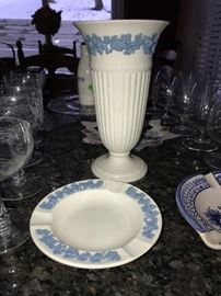 WEDGWOOD VASE AND ASHTRAY