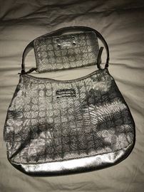 AUTHENTIC KATE SPADE SILVER HANDBAG AND WALLET