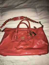 COACH ORANGE PATENT LEATHER SATCHEL 
