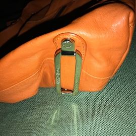 AUTHENTIC JIMMY CHOO ORANGE LEATHER SHOULDER BAG