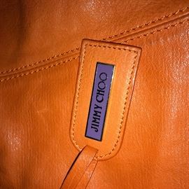 AUTHENTIC JIMMY CHOO ORANGE LEATHER SHOULDER BAG