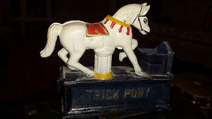 Trick Pony Coin Bank, Cast Iron 