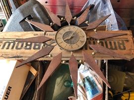 Mid-century Elgin sunburst clock