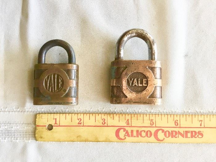 smaller Yale lock with no key $14… Larger yellow lock with no key $18