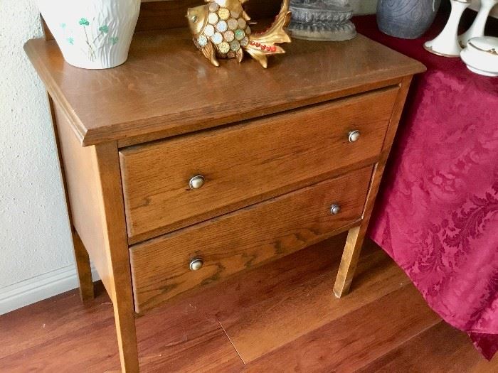 1890s oak two drawer small dresser cabinet $95 – refinished