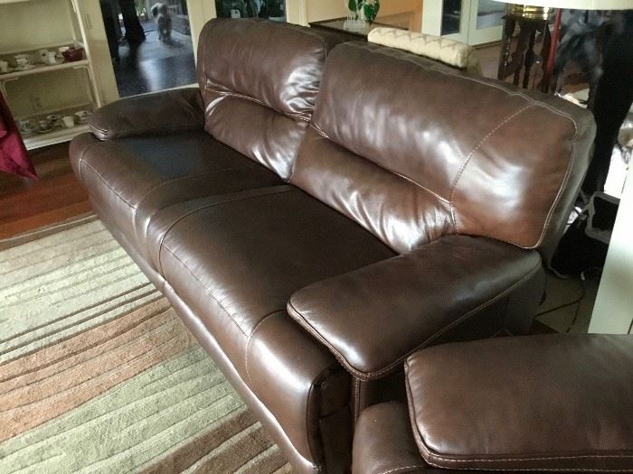 rich dark brown leather double reclining sofa $695 or best offer