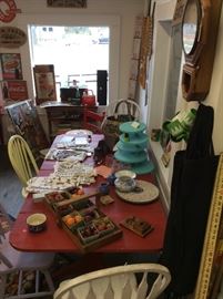Kitchen Towels, Decor and Vintage Table
