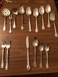 Rogers silver plate ware with box and extra serving pieces