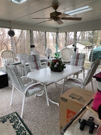 Sun porch with clean white furniture priced for all pieces together will sell individually 