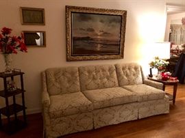 This vintage sofa is so comfortable they added newer upholstery 