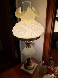 1 of 2 marble base white vintage lamps