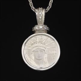 2000 Liberty Platinum Coin Pendant on Chain 