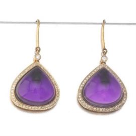 A Pair of Amethyst and Diamond Earrings 