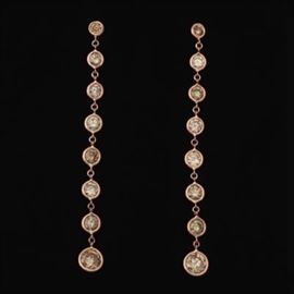 A Pair of Rose Gold and Diamond Pendant Earrings 