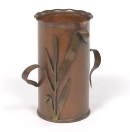 American Arts and Crafts Mixed Metals Vase, Attr. to Hans Jauchen, ca. Early 1900s