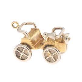 Antique Articulated TwoTone 18k Gold Auto Charm 