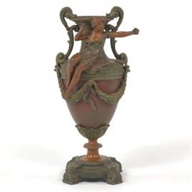 Art Nouveau Patinated Metal Vase, ca. Early 20th Century 