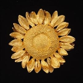 Asprey Gold Sunflower Brooch 