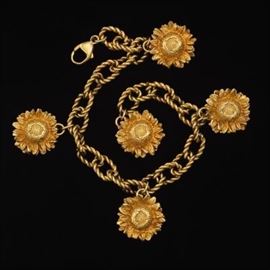 Asprey Gold Sunflower Charm Bracelet 