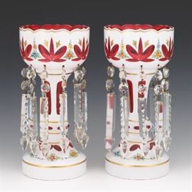 Bohemian Glass, Pair of Lustres, ca. 20th Century 