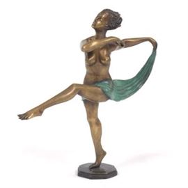 Bronze Sculpture of a Dancing Nude Woman