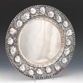 Buccellati Sterling Silver Round Repousse Serving Tray