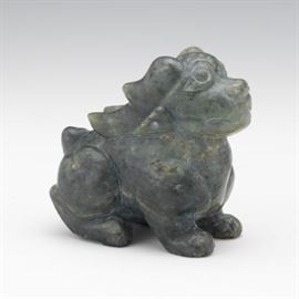 Chinese Archaic Style Carved Hardstone Foo Dog