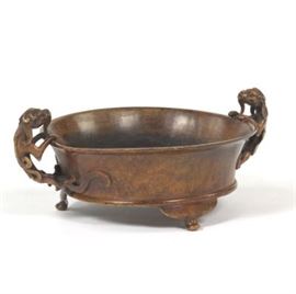Chinese Bronze Censer with Dragon Handles