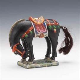 Chinese Polychromed Porcelain Horse